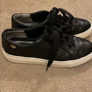 Adorable black quilted Tory Burch leather sneakers